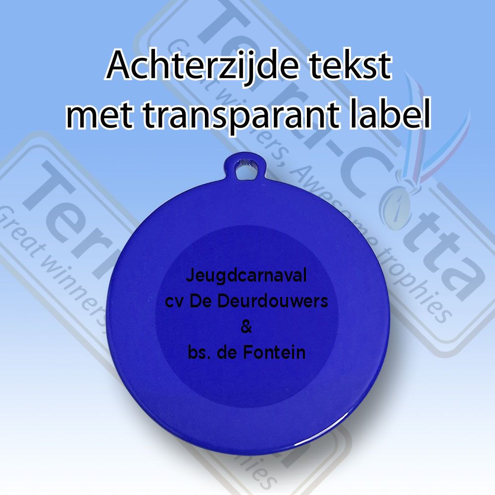 TC5001DU.04 - Carnavalsmedailles BLAUW metaal ø50mm met narrenmuts - Afbeelding 2