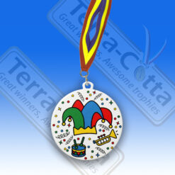 TC5001DU.20 - Carnavalsmedailles WIT metaal ø50mm met narrenmuts