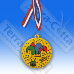 TC5001DU.GE - Carnavalsmedailles GEEL metaal ø50mm met narrenmuts