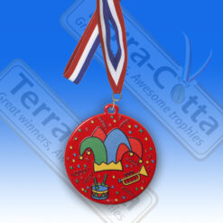 TC5001DU.RO - Carnavalsmedailles ROOD metaal ø50mm met narrenmuts